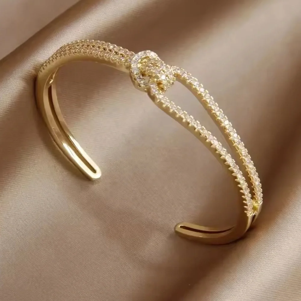 18k Gold color crystal adjustable Knot Bracelet